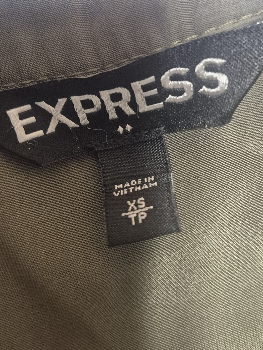 Express XS Petite Olive Sleeveless Utility Jumpsuit – Button Front - Picture 5 of 6